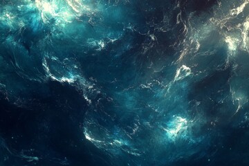 Wall Mural - Teal And Blue Cosmic Nebula Space Background