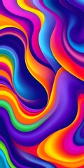 Aufkleber - Vibrant Abstract Art Illustration, A Fluid Design, With Bright Colors, Flowing Shapes, Creating Dynamic Energy. A Bold, Graphic Resource For Creative Projects. Expressive Visual Element.
