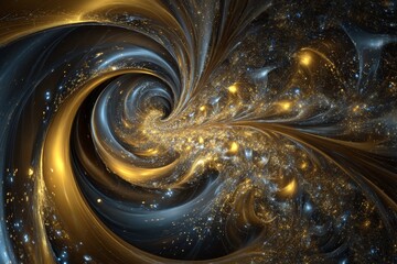 Wall Mural - Abstract Gold and Blue Cosmic Spiral Background