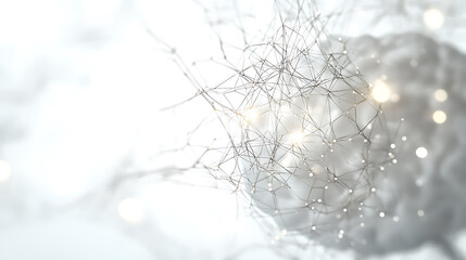 Abstract Network Structure with Glowing Nodes and Interconnected Lines