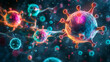 © Soulc - Vibrant Illustration of Viral Particles in a Microscopic Environment