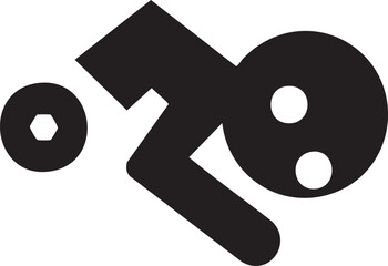 stylized tilted film reel with circular details.