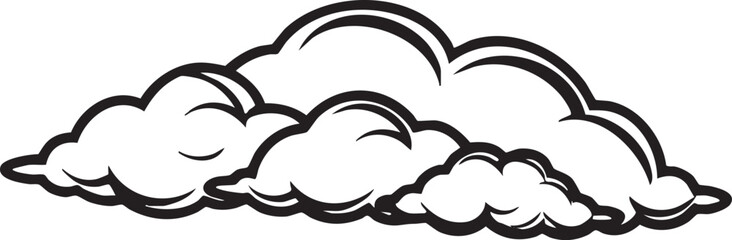 Wall Mural - collection of fluffy white clouds forms a layered shape against a dark background.