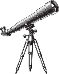 Wall Mural - vintage telescope stands on a sturdy tripod ready for observation.