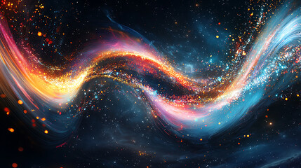 Wall Mural - Vibrant Cosmic Swirls in a Starry Night Sky