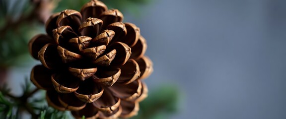 close up of a pine cone on a tree