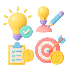 Leinwandbilder - This conceptual image illustrates the key components of a successful business strategy including innovative ideas goal setting financial strategic planning for growth and development