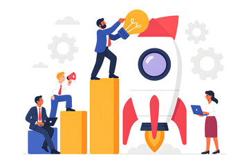 Poster - A diverse group of business professionals collaborate to develop and implement a strategic plan for their company s growth and innovation