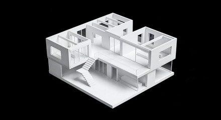 Poster - Modern architectural model showcasing innovative design on black background