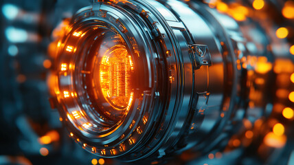 Wall Mural - close up of modern mechanical part with futuristic design and precision engineering