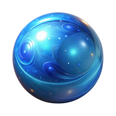 Wall Mural - Futuristic Blue Galaxy Orb with Starry Swirls and Glossy 3d icon in cartoon plastic style minimal isolated on transparent white background, clipping path