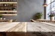 © Jibber  - Leerer Holztisch im modernen Café – perfekt als Mockup-Hintergrund