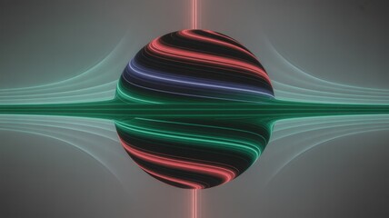 Wall Mural - celestial orb radiating colorful energy through warped spacetime dimensions