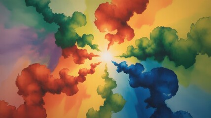 Wall Mural - chromatic nebulae converging on a radiant luminous core