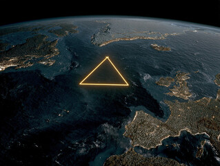 Wall Mural - graphic map highlighting the bermuda triangle area