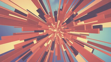 Wall Mural - dynamic retro-futuristic geometric burst radiating abstract shapes and colors