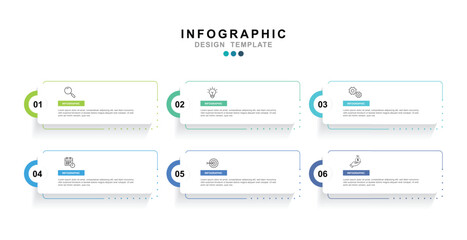 Fototapete - Infographic 6 options design elements for your business data. Vector Illustration