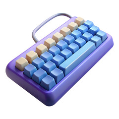 Canvas Print - Colorful Keyboard with Keys in Modern Rounded Design 3d icon in cartoon plastic style minimal isolated on transparent white background, clipping path