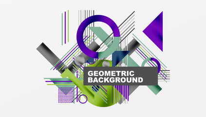 Poster - Abstract geometric composition. Vibrant lines, shapes create dynamic visual effect. Modern design, suitable background element.