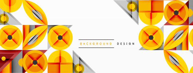 Fototapete - Abstract geometric pattern. Orange, gray tones create modern background. Repeating floral shapes, dynamic composition. Simple design elements.