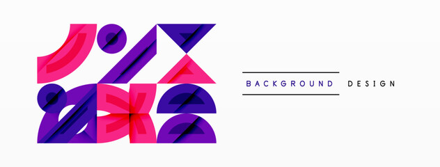 Aufkleber - Abstract geometric shapes, purple hues, white background. Modern design element for backgrounds, patterns, branding. Minimalist aesthetic.