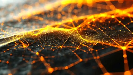 Wall Mural - Glowing Network of Light Particles on Surface