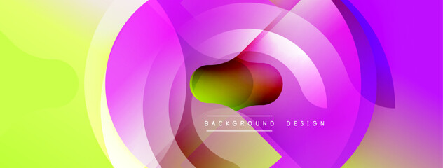 Leinwandbilder - Abstract vibrant circles overlap. Yellow, purple, pink hues blend creating dynamic visual effect. Modern design element.