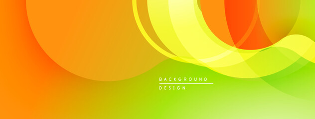 Fototapete - Abstract vibrant layers, orange to green gradient. Smooth curves create dynamic visual flow. Modern design element.