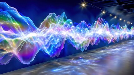 Sticker - abstract data visualization, waveform graphic, science technology