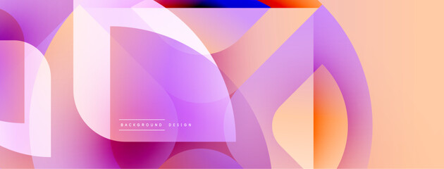 Poster - Abstract geometric shapes overlap, creating vibrant gradient background. Soft colors blend, forming modern design element.