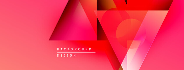 Fototapete - Abstract geometric shapes, vibrant pinks, reds create dynamic background. Modern design elements suggest innovation, energy.