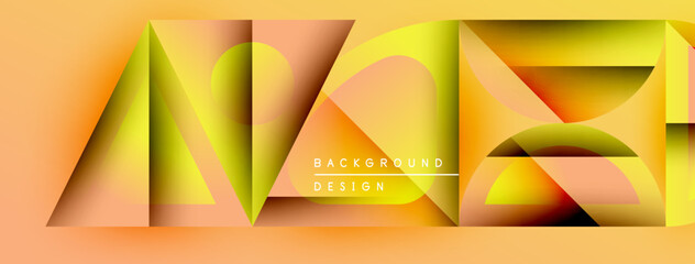 Poster - Abstract geometric shapes, vibrant orange, yellow hues. Modern design elements create dynamic visual texture. Minimalist style, clean lines.