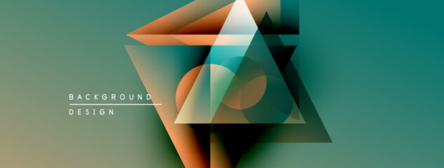 Leinwandbilder - Abstract geometric shapes overlap, creating dynamic visual effect. Teal, orange hues dominate composition. Minimalist design elements present.