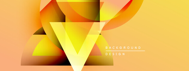 Fototapete - Abstract yellow design features layered shapes, gradients. Modern background suitable for presentations, branding, digital art.