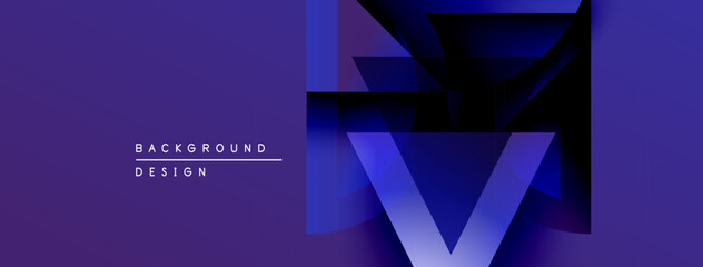Leinwandbilder - Abstract purple design features layered geometric shapes. Letter V prominent, modern aesthetic, dark background creates contrast.