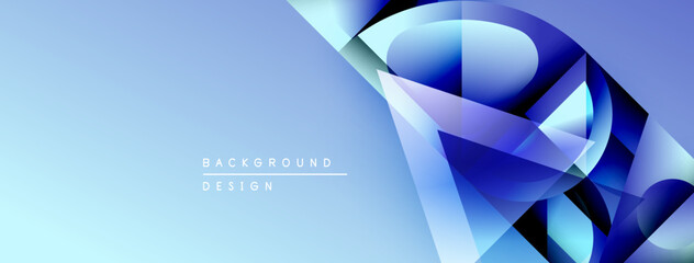 Leinwandbilder - Abstract blue design. Geometric shapes overlap, creating dynamic visual effect. Modern background suitable for presentations, websites.