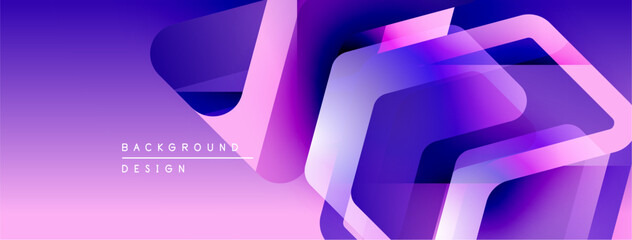 Leinwandbilder - Abstract purple design features overlapping geometric shapes. Gradient background creates modern visual effect. Minimalist style.