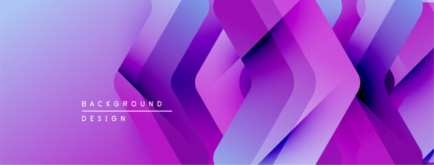 Poster - Abstract purple background features layered geometric shapes. Gradient colors create dynamic visual texture, modern design element.