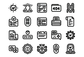 Collection of modern line icons for web development and programming