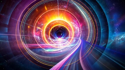Wall Mural - hyperspace highway a journey through the cosmic vortex of light and color