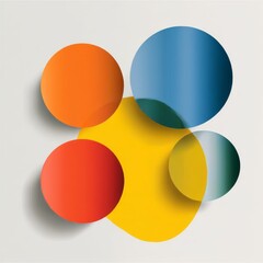 Aufkleber - Abstract Colorful Spheres and Rounded Shapes Composition on White Background, Overlapping Elements, Visual Design
