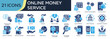 © Awicon - Collection of Online Money Service icons, related to money management, angel investor, budget planning, savings, deposit and more. Solid icons vector illustation.