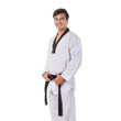 © suphaporn - Asian male student in a white Taekwondo uniform, demonstrating a dynamic martial arts pose with focus and strength, isolated on a transparent background