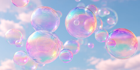 Wall Mural - iridescent summer bubbles abstract background