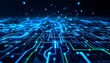 © Atik - Futuristic digital grid with glowing blue and green circuit lines, floating data particles, and a dark background with neon highlights.