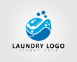 © Irfanrahmat - Laundry logo designed with a picture of an iron and soapy water along with clean water