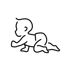 The baby is crawling line icon. Simple outline style. Toddler development. Early childhood