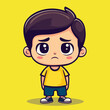 © Illahstd - Sad Cartoon Boy in Yellow Shirt and Blue Shorts