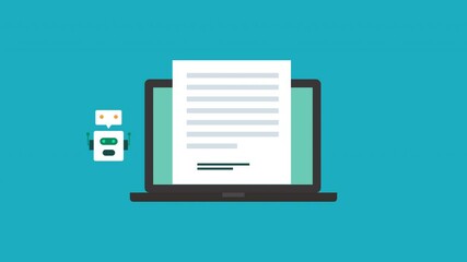 Language learning model artificial intelligence, Ai writing text content 2d animation with alpha matte