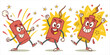 © HIRA STOCK - Cartoon firecracker design, joyful pyrotechnic character illustration